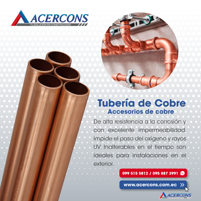 cheque instructor busto TUBO COBRE TIPO L 3/4" (GAS) - ACERCONS - Acercons - Materiales de  Construcción